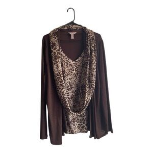 White Stag Brown and Leopard Print Top